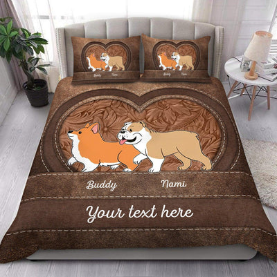 Dog Heart Color Personalized Bedding Set, Personalized Gift for Dog Lovers, Dog Dad, Dog Mom - BD168PS05 - BMGifts
