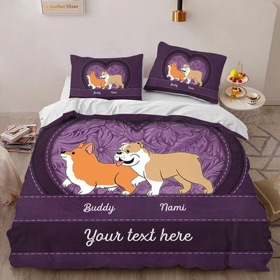 Dog Heart Color Personalized Bedding Set, Personalized Gift for Dog Lovers, Dog Dad, Dog Mom - BD168PS05 - BMGifts