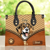 Dog Pattern Personalized Leather Handbag, Personalized Gift for Dog Lovers, Dog Dad, Dog Mom - LD110PS05 - BMGifts