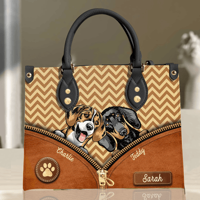 Dog Pattern Personalized Leather Handbag, Personalized Gift for Dog Lovers, Dog Dad, Dog Mom - LD110PS05 - BMGifts