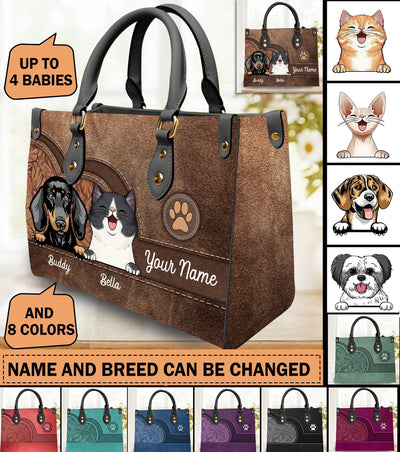 Dog Personalized Leather Handbag, Personalized Gift for Dog Lovers, Dog Dad, Dog Mom - LD041PS04 - BMGifts