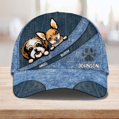 Dog With Blue Pattern Personalized Classic Cap, Personalized Father's Day Gift for Dog Lovers, Dog Dad - CP010PS15 - BMGifts