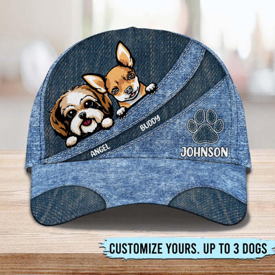 Dog With Blue Pattern Personalized Classic Cap, Personalized Father's Day Gift for Dog Lovers, Dog Dad - CP010PS15 - BMGifts