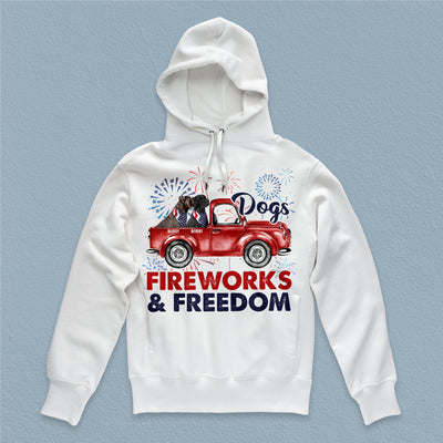 Dogs, Fireworks And Freedom Dog Personalized Shirt, US Independence Day Gift for Dog Lovers, Dog Dad, Dog Mom - TSA04PS01 - BMGifts