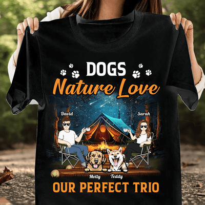 Dogs Nature Love Our Perfect Trio Camping Personalized Shirt, Personalized Gift for Camping Lovers - TSB79PS02 - BMGifts