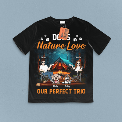 Dogs Nature Love Our Perfect Trio Camping Personalized Shirt, Personalized Gift for Camping Lovers - TSB79PS02 - BMGifts