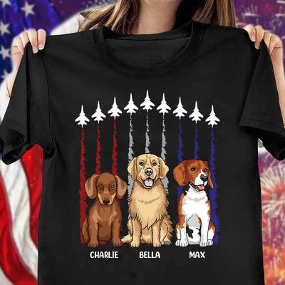 Dogs With American Airplane Dog Personalized Shirt, US Independence Gift for Dog Lovers, Dog Dad, Dog Mom - TS982PS01 - BMGifts