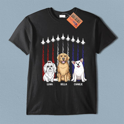 Dogs With American Airplane Dog Personalized Shirt, US Independence Gift for Dog Lovers, Dog Dad, Dog Mom - TS982PS01 - BMGifts