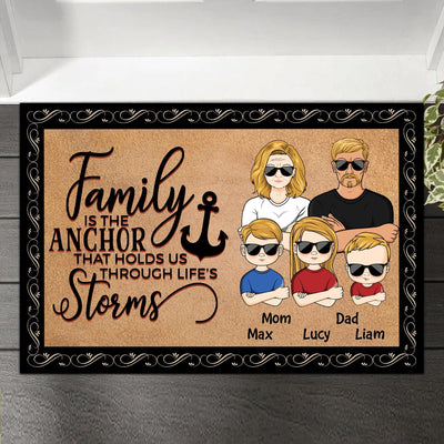 Family Is The Anchor Family Personalized Doormat, Personalized Gift for Couples, Husband, Wife, Parents, Lovers - DM102PS02 - BMGifts