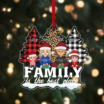 Family is The Best Place Family Personalized Custom Shaped Acrylic Ornament, Christmas Gift for Couples, Husband, Wife, Parents, Lovers - SA004PS02 - BMGifts
