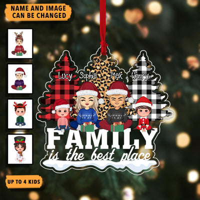 Family is The Best Place Family Personalized Custom Shaped Acrylic Ornament, Christmas Gift for Couples, Husband, Wife, Parents, Lovers - SA004PS02 - BMGifts