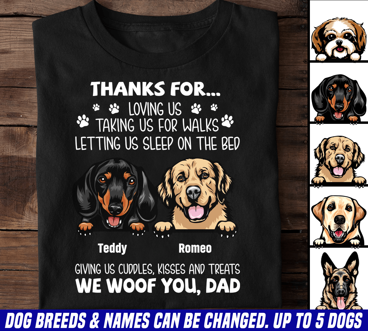 Gift For Father Thanks For Dog Personalized Shirt, Personalized Gift for Dog Lovers, Dog Dad, Dog Mom - TS197PS02 - BMGifts