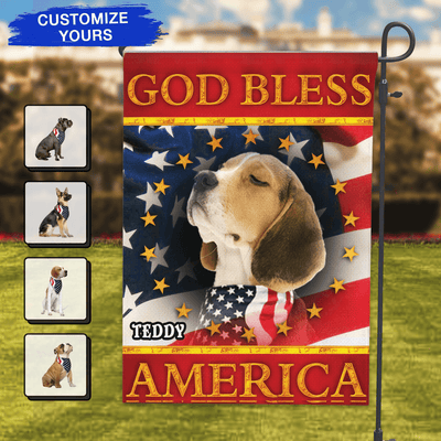 God Bless America Dog Personalized Flag, US Independence Day Gift for Dog Lovers, Dog Mom, Dog Dad - GA012PS15 - BMGifts