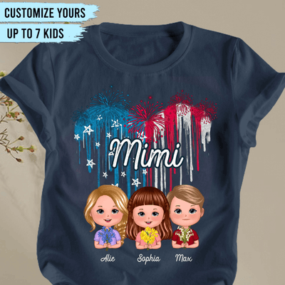 Grandkids With US Flag In Heart Shape Grandma Personalized Shirt, US Independence Day Gift for Nana, Grandma, Grandmother, Grandparents - TS970PS01 - BMGifts