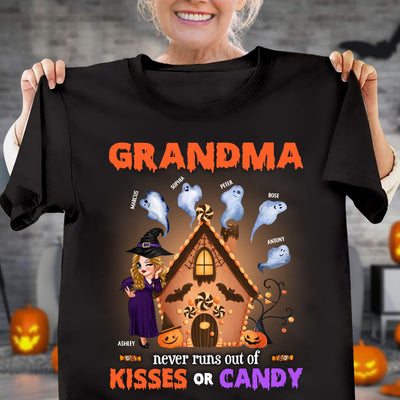 Grandma Never Runs Out Of Kisses Or Candy Grandma Personalized Shirt, Halloween Gift for Nana, Grandma, Grandmother, Grandparents - TSA20PS01 - BMGifts