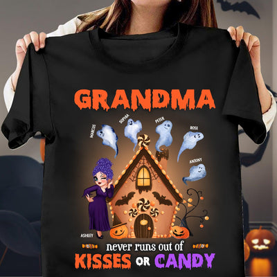 Grandma Never Runs Out Of Kisses Or Candy Grandma Personalized Shirt, Halloween Gift for Nana, Grandma, Grandmother, Grandparents - TSA20PS01 - BMGifts