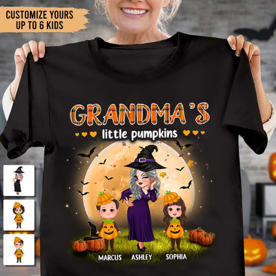 Grandma's Little Pumpkins Grandma Personalized Shirt, Halloween Gift for Nana, Grandma, Grandmother, Grandparents - TSB59PS02 - BMGifts