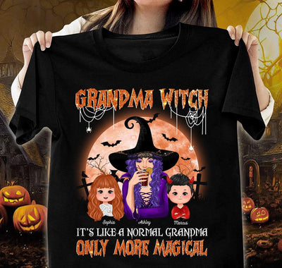 Grandma Witch It's Like A Normal Grandma Only More Magical Grandma Personalized Shirt, Halloween Gift for Nana, Grandma, Grandmother, Grandparents - TSB69PS02 - BMGifts