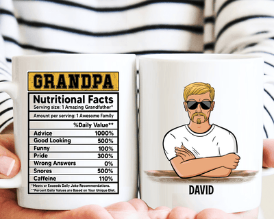 Grandpa Nutritional Facts Grandpa Personalized Mug, Father’s Day Gift for Grandpa, Grandfather, Grandparents - MG132PS02 - BMGifts