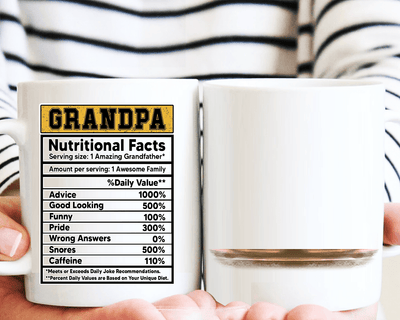 Grandpa Nutritional Facts Grandpa Personalized Mug, Father’s Day Gift for Grandpa, Grandfather, Grandparents - MG132PS02 - BMGifts