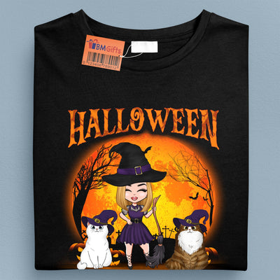 Halloween Is Better With Cats Cat Personalized Shirt, Halloween Gift for Cat Lovers, Cat Mom, Cat Dad - TSB60PS02 - BMGifts