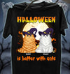 Halloween Is Better With Cats Cat Personalized T-shirt, Personalized Halloween Gift for Cat Lovers, Cat Dad, Cat Mom - TS045PS15 - BMGifts