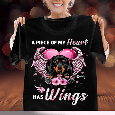 Happy 4th July A Piece Of My Heart Has Wings Dog Personalized T-shirt, US Independence Day Gift for Dog Lovers, Dog Dad, Dog Mom - TS063PS15 - BMGifts