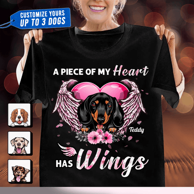 Happy 4th July A Piece Of My Heart Has Wings Dog Personalized T-shirt, US Independence Day Gift for Dog Lovers, Dog Dad, Dog Mom - TS063PS15 - BMGifts