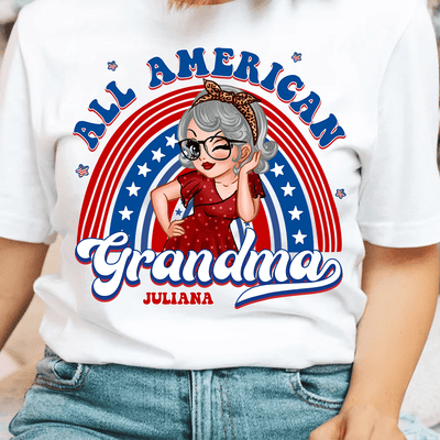 Happy 4th July All American Grandma Grandma Personalized Shirt, US Independence Day Gift for Nana, Grandma, Grandmother, Grandparents - TS937PS01 - BMGifts