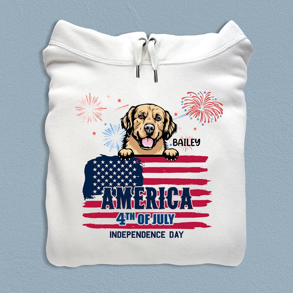 Happy 4th July America 4th Of July Independence Day Dog Personalized  T-shirt, US Independence Day Gift for Dog Lovers, Dog Dad, Dog Mom -  TS048PS15