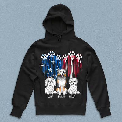 Happy 4th July Blue And Red Paw With Heart Melt Dog Personalized Shirt, US Independence Day Gift for Cat Lovers, Cat Mom, Cat Dad - TS035PS14 - BMGifts