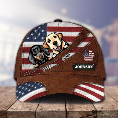 Dog America Flag Personalized Cap, Personalized Gift for Dog Lovers, Dog Dad, Dog Mom - CP294PS08 - BMGifts