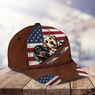 Dog America Flag Personalized Cap, Personalized Gift for Dog Lovers, Dog Dad, Dog Mom - CP294PS08 - BMGifts