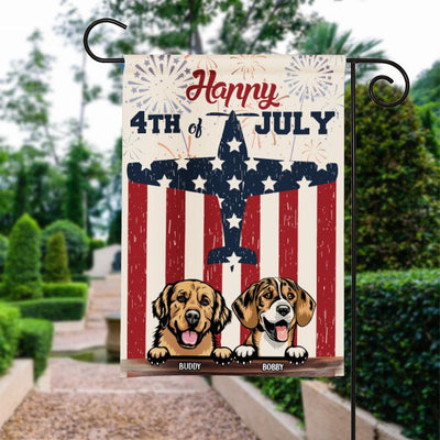 Happy 4th July Dog Personalized Flag, US Independence Day Gift for Dog Lovers, Dog Mom, Dog Dad - GA015PS15 - BMGifts