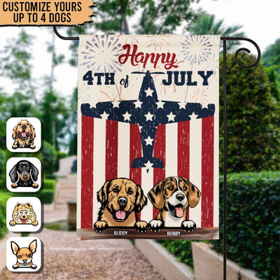 Happy 4th July Dog Personalized Flag, US Independence Day Gift for Dog Lovers, Dog Mom, Dog Dad - GA015PS15 - BMGifts