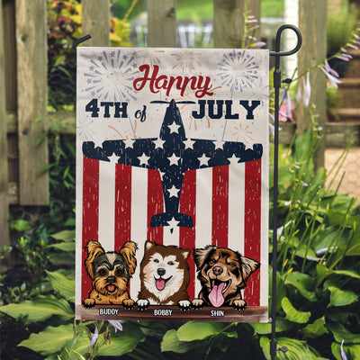 Happy 4th July Dog Personalized Flag, US Independence Day Gift for Dog Lovers, Dog Mom, Dog Dad - GA015PS15 - BMGifts