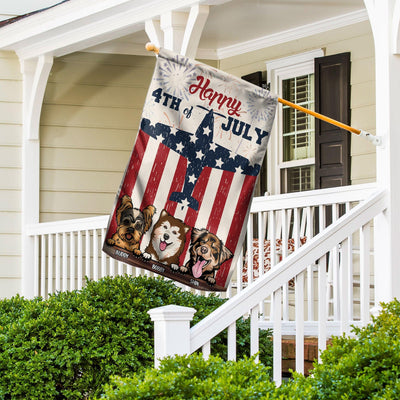 Happy 4th July Dog Personalized Flag, US Independence Day Gift for Dog Lovers, Dog Mom, Dog Dad - GA015PS15 - BMGifts