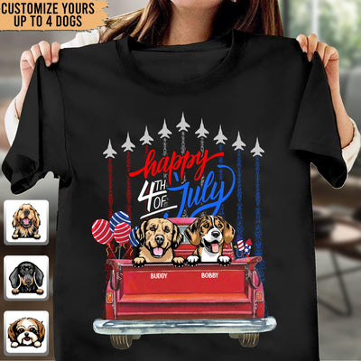 Happy 4th July Dog Personalized T-shirt, US Independence Day Gift for Dog Lovers, Dog Dad, Dog Mom - TS057PS15 - BMGifts