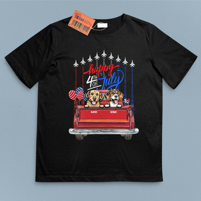 Happy 4th July Dog Personalized T-shirt, US Independence Day Gift for Dog Lovers, Dog Dad, Dog Mom - TS057PS15 - BMGifts