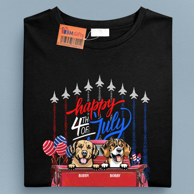 Happy 4th July Dog Personalized T-shirt, US Independence Day Gift for Dog Lovers, Dog Dad, Dog Mom - TS057PS15 - BMGifts