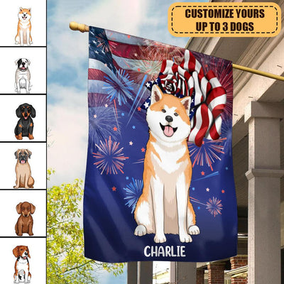 Happy 4th July Dog With Flower Dog Personalized Flag, US Independence Day Gift for Dog Lovers, Dog Mom, Dog Dad - GA016PS15 - BMGifts