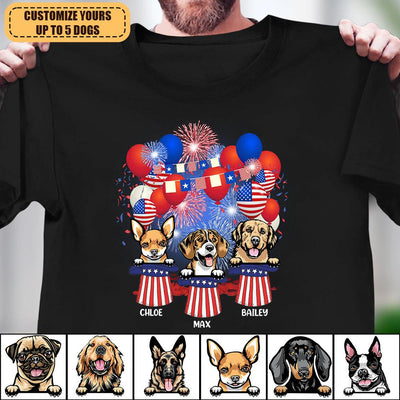 Happy 4th July Dog With Hat Dog Personalized T-shirt, US Independence Day Gift for Dog Lovers, Dog Dad, Dog Mom - TS035PS15 - BMGifts