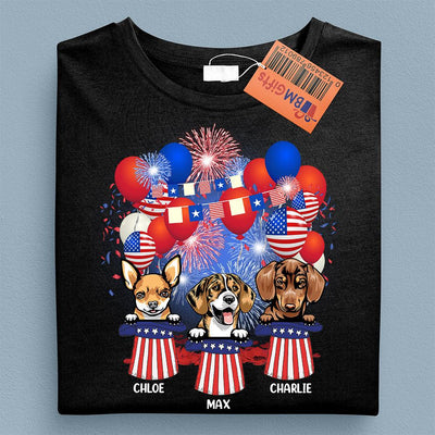 Happy 4th July Dog With Hat Dog Personalized T-shirt, US Independence Day Gift for Dog Lovers, Dog Dad, Dog Mom - TS035PS15 - BMGifts