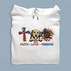 Happy 4th July Faith Love Freedom Dog Personalized Shirt, US Independence Day Gift for Dog Lovers, Dog Dad, Dog Mom - TS047PS14 - BMGifts