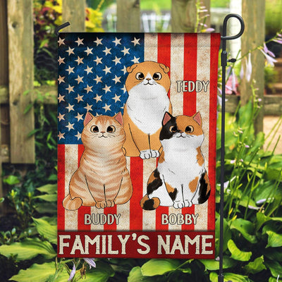 Happy 4th July Flag Of the United States Cat Personalized Flag, US Independence Day Gift for Cat Lovers, Cat Mom, Cat Dad - GA001PS14 - BMGifts