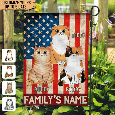 Happy 4th July Flag Of the United States Cat Personalized Flag, US Independence Day Gift for Cat Lovers, Cat Mom, Cat Dad - GA001PS14 - BMGifts