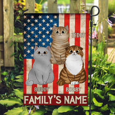 Happy 4th July Flag Of the United States Cat Personalized Flag, US Independence Day Gift for Cat Lovers, Cat Mom, Cat Dad - GA001PS14 - BMGifts