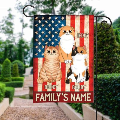 Happy 4th July Flag Of the United States Cat Personalized Flag, US Independence Day Gift for Cat Lovers, Cat Mom, Cat Dad - GA001PS14 - BMGifts