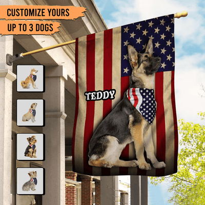 Happy 4th July Flag Of United States Dog Personalized Garden Flag, US Independence Day Gift for Dog Lovers, Dog Dad, Dog Mom - GA060PS02 - BMGifts