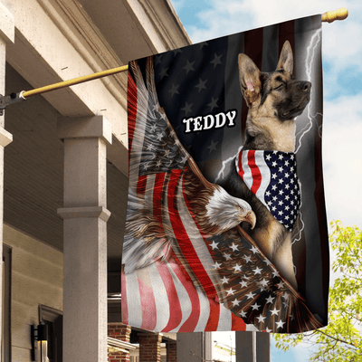 Happy 4th July Flower In American Dog Personalized Flag, US Independence Day Gift for Dog Lovers, Dog Mom, Dog Dad - GA009PS15 - BMGifts